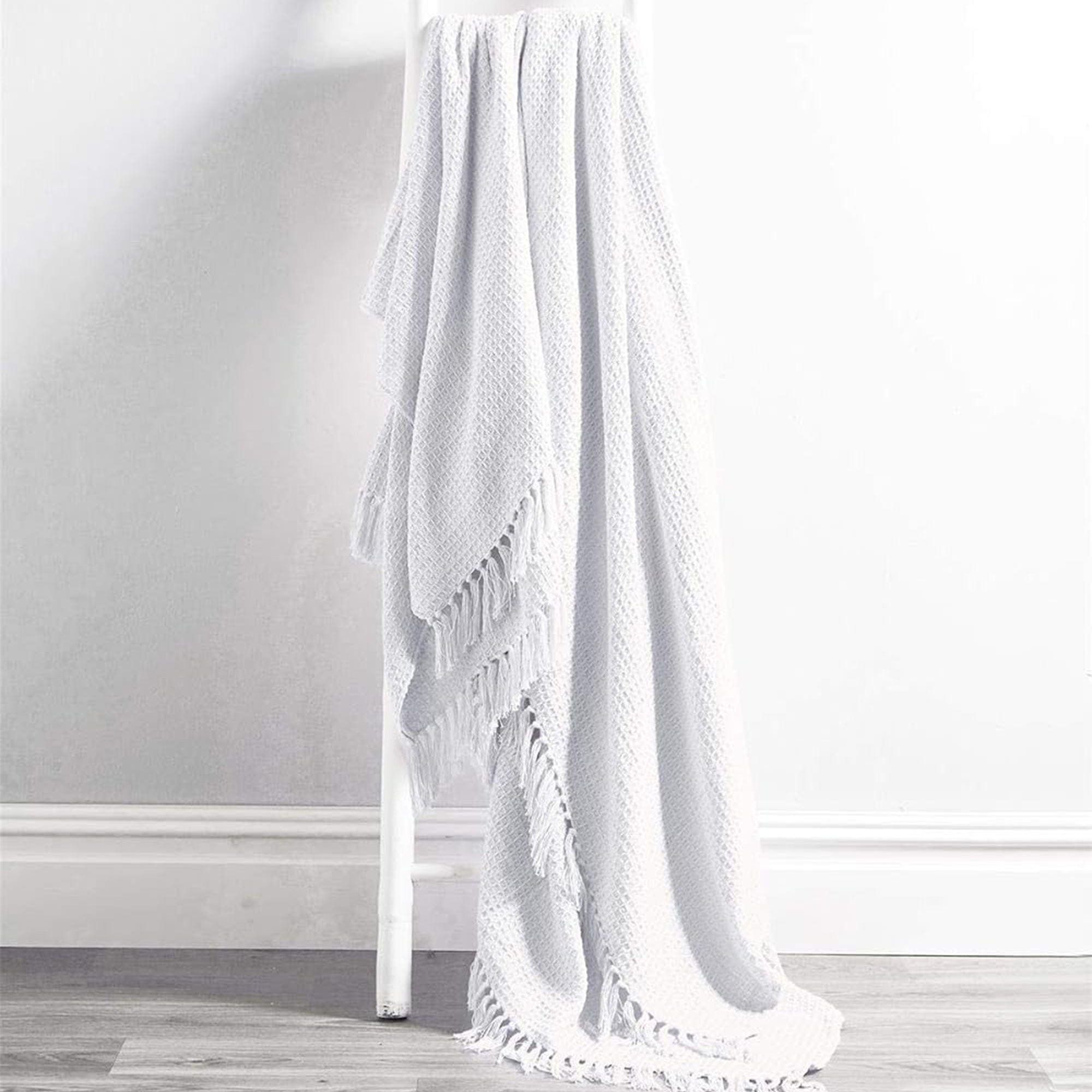 OLIVIA ROCCO Recycled Cotton Throw – Soft Lightweight Tassel Blanket