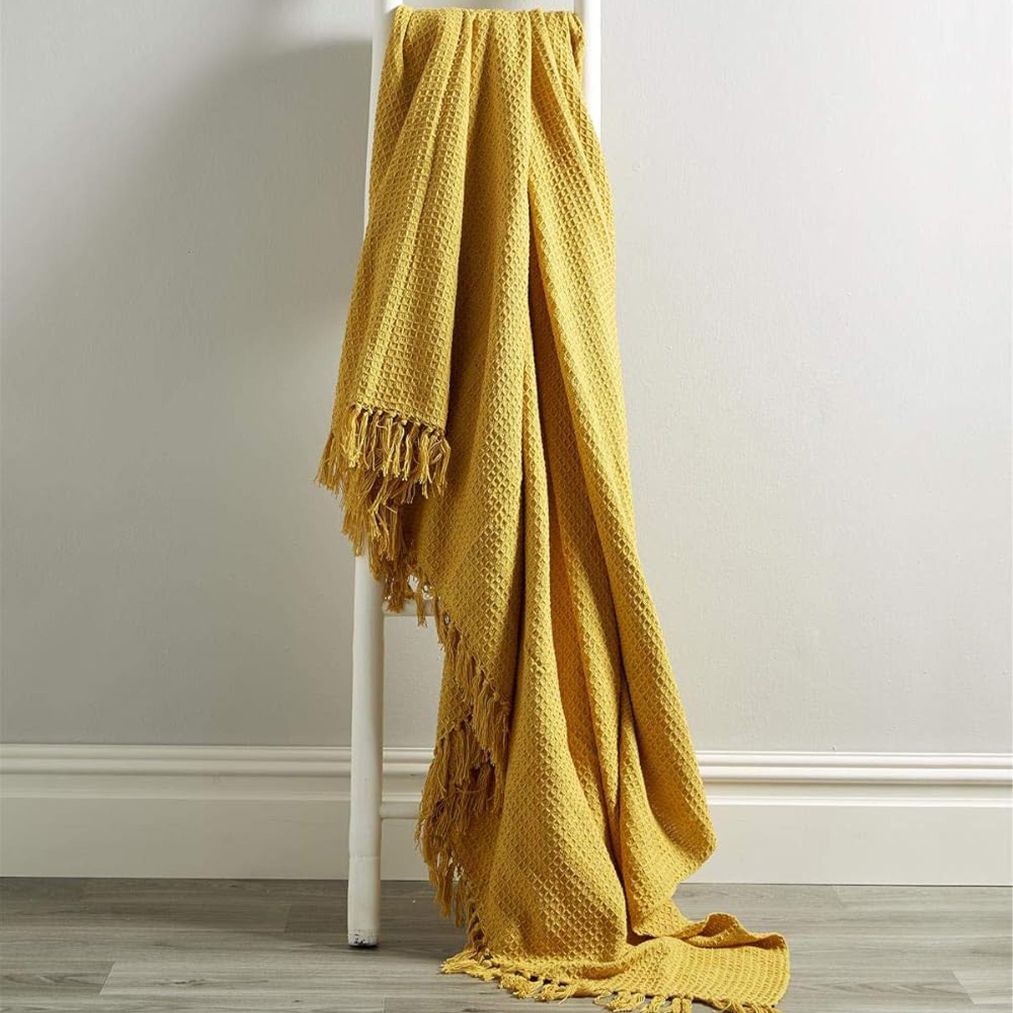 OLIVIA ROCCO Recycled Cotton Throw – Soft Lightweight Tassel Blanket