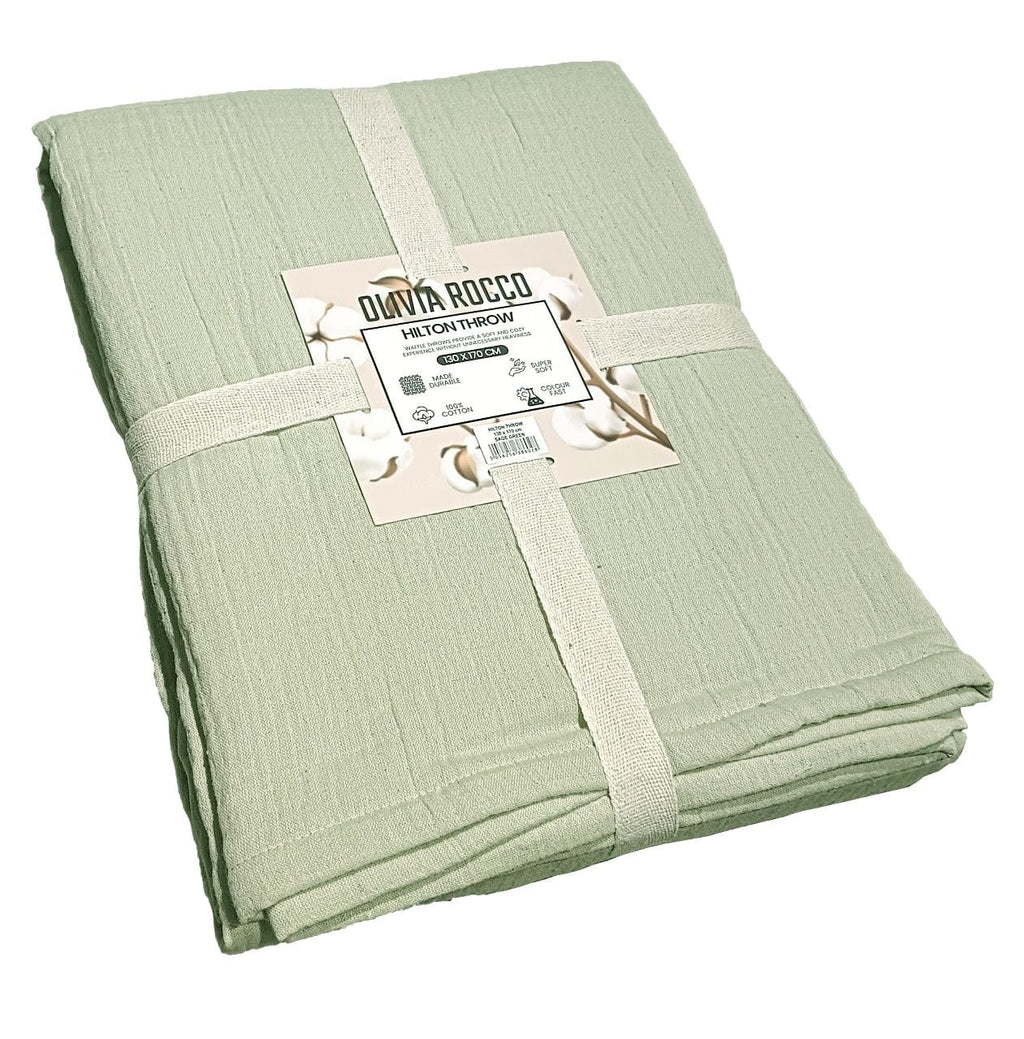 OLIVIA ROCCO Hilton Throw Blanket – Reversible Quilted Cotton 130x170cm