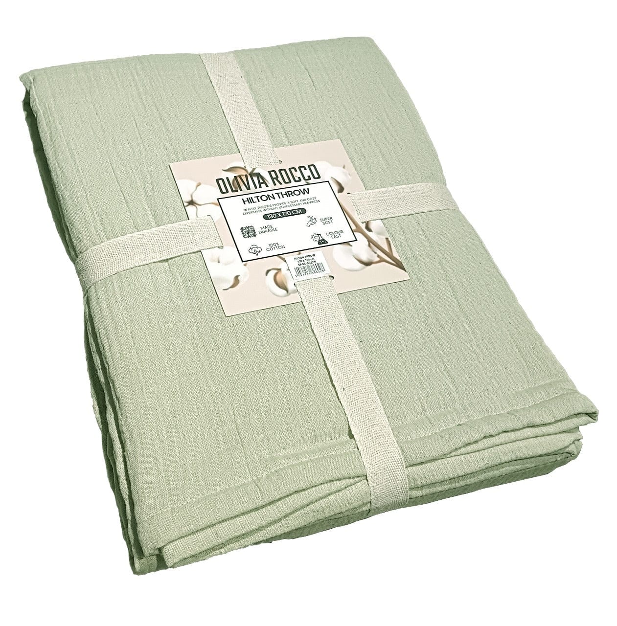 OLIVIA ROCCO Hilton Throw Blanket – Reversible Quilted Cotton 130x170cm