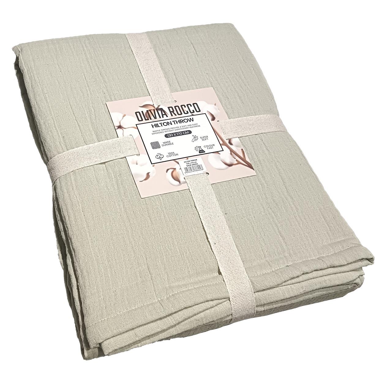 OLIVIA ROCCO Hilton Throw Blanket – Reversible Quilted Cotton 130x170cm