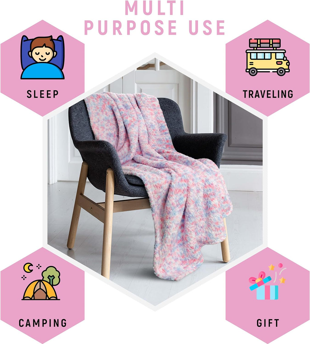 OLIVIA ROCCO Rainbow Teddy Fleece Blanket – Soft Kids Throw 130 x 180 cm
