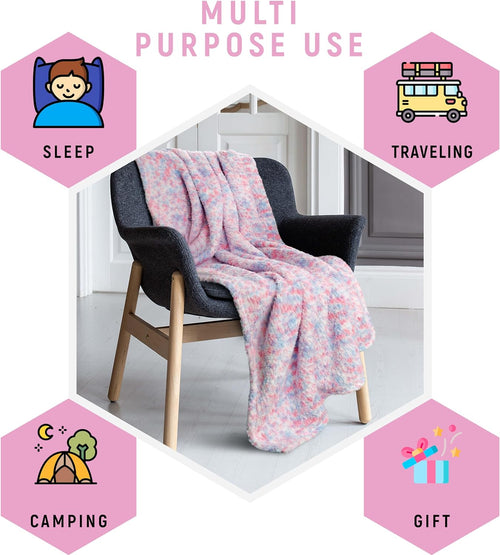 OLIVIA ROCCO Rainbow Teddy Fleece Blanket – Soft Kids Throw 130 x 180 cm