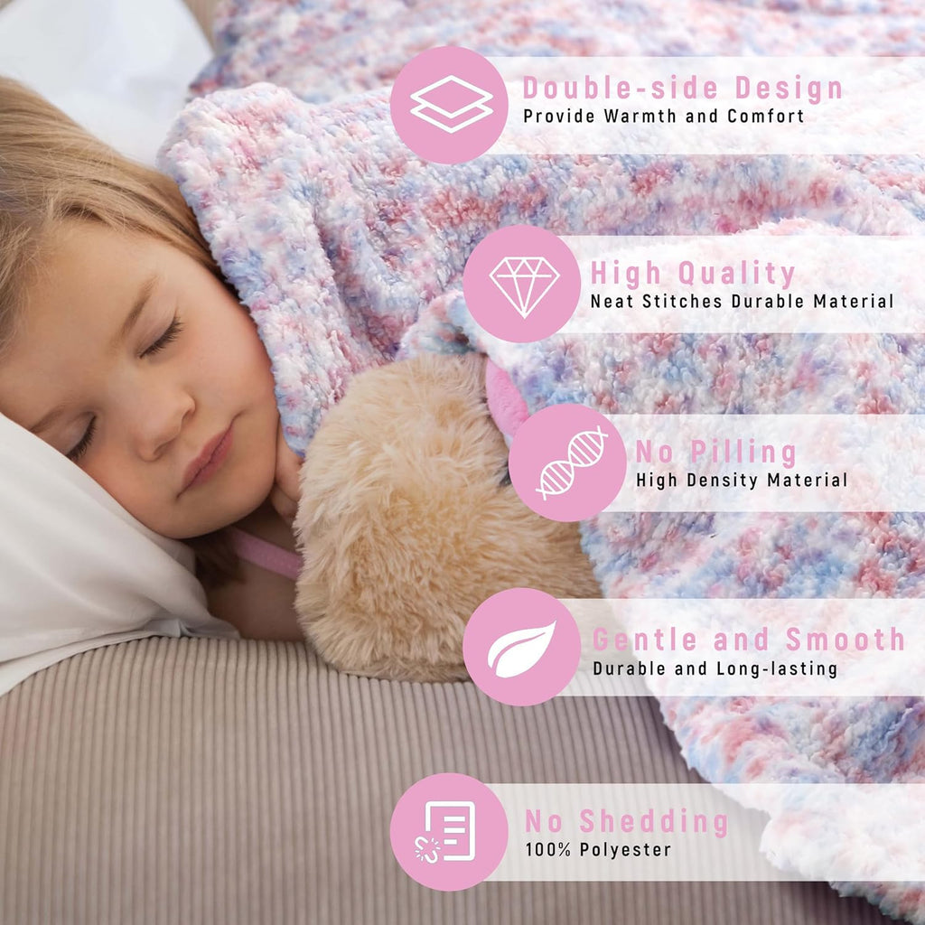 OLIVIA ROCCO Rainbow Teddy Fleece Blanket – Soft Kids Throw 130 x 180 cm