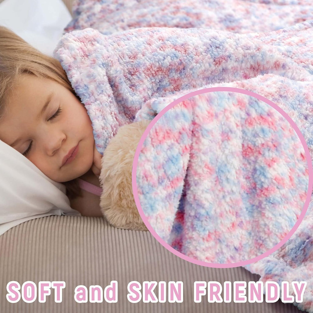 OLIVIA ROCCO Rainbow Teddy Fleece Blanket – Soft Kids Throw 130 x 180 cm