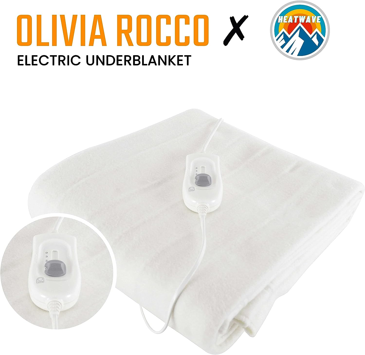 OLIVIA ROCCO Electric Heated Underblanket – 3 Heat Settings & Overheat Protection