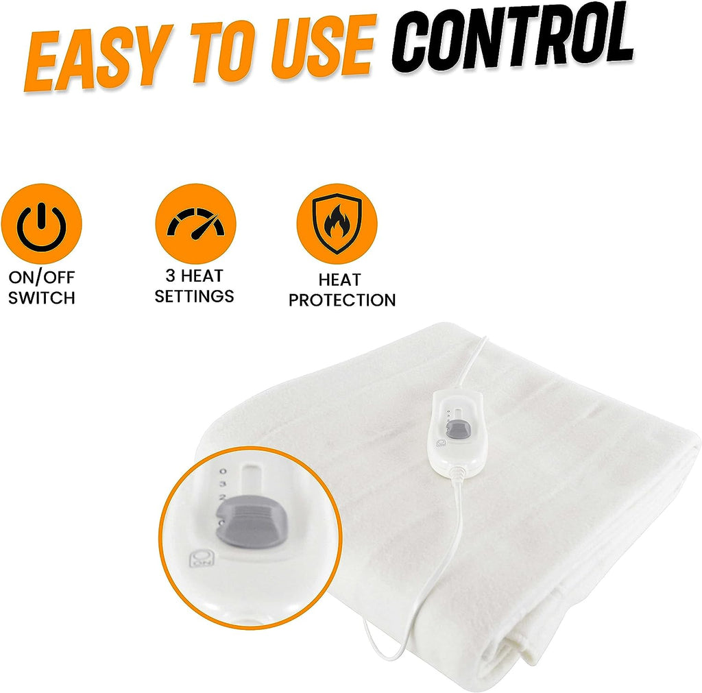 OLIVIA ROCCO Electric Heated Underblanket – 3 Heat Settings & Overheat Protection
