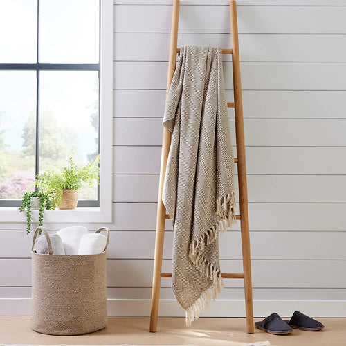 OLIVIA ROCCO Tangier Recycled Cotton Throw Blanket with Tassels