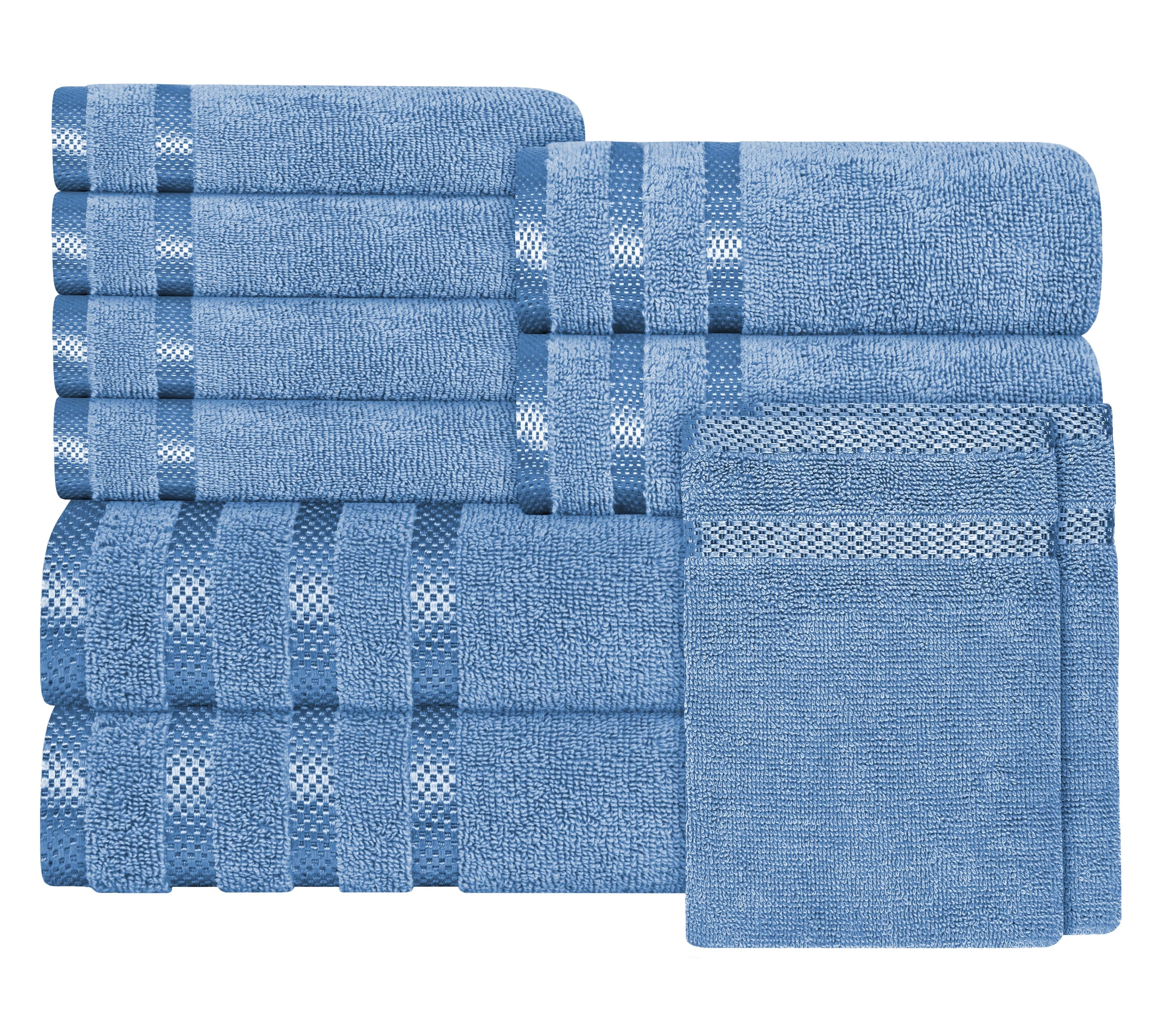 OLIVIA ROCCO Belmont 10 Piece Cotton Towel Bale Set – Blue Stripe