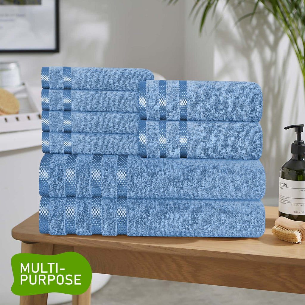 OLIVIA ROCCO Belmont 10 Piece Cotton Towel Bale Set – Blue Stripe