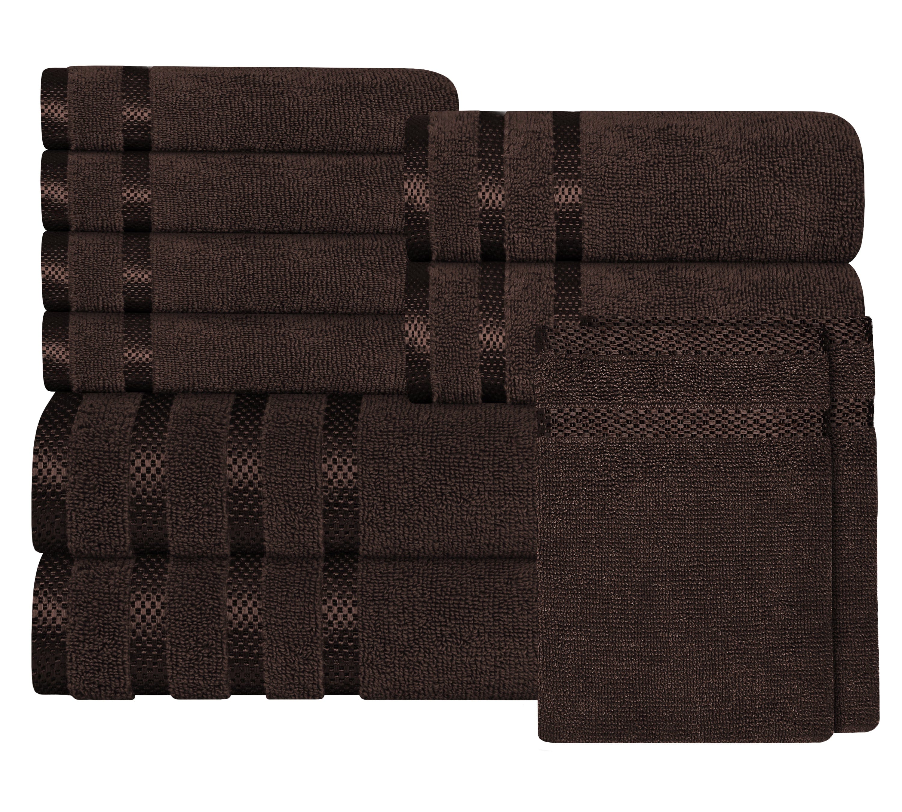 OLIVIA ROCCO Belmont 10 Piece Towel Bale Set – 100% Cotton Brown Towels