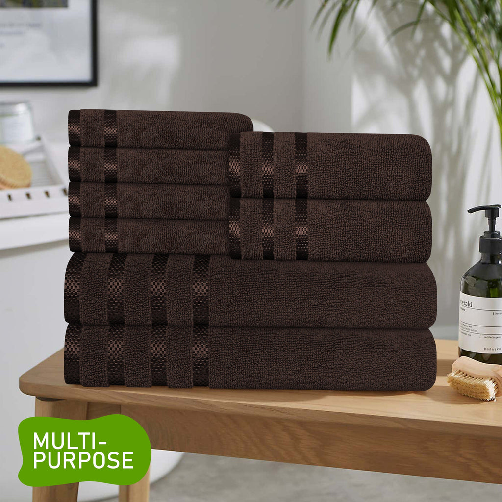 OLIVIA ROCCO Belmont 10 Piece Towel Bale Set – 100% Cotton Brown Towels