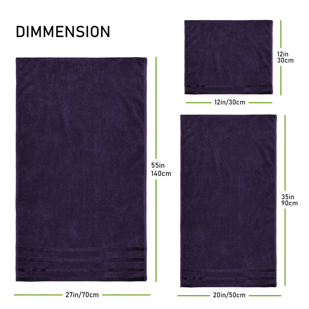 OLIVIA ROCCO Belmont Purple Cotton Towel Set – 10 Piece Super Absorbent Bale