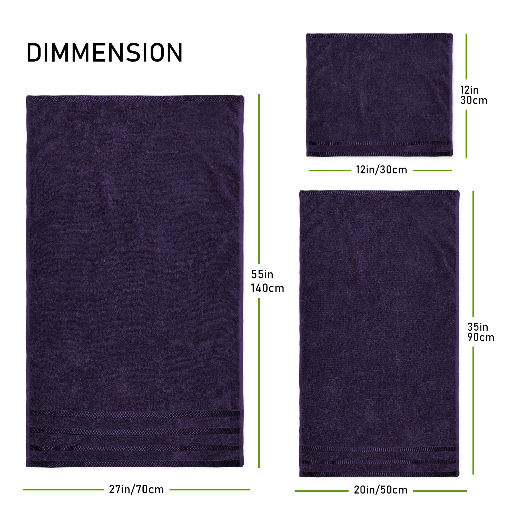 OLIVIA ROCCO Belmont Purple Cotton Towel Set – 10 Piece Super Absorbent Bale