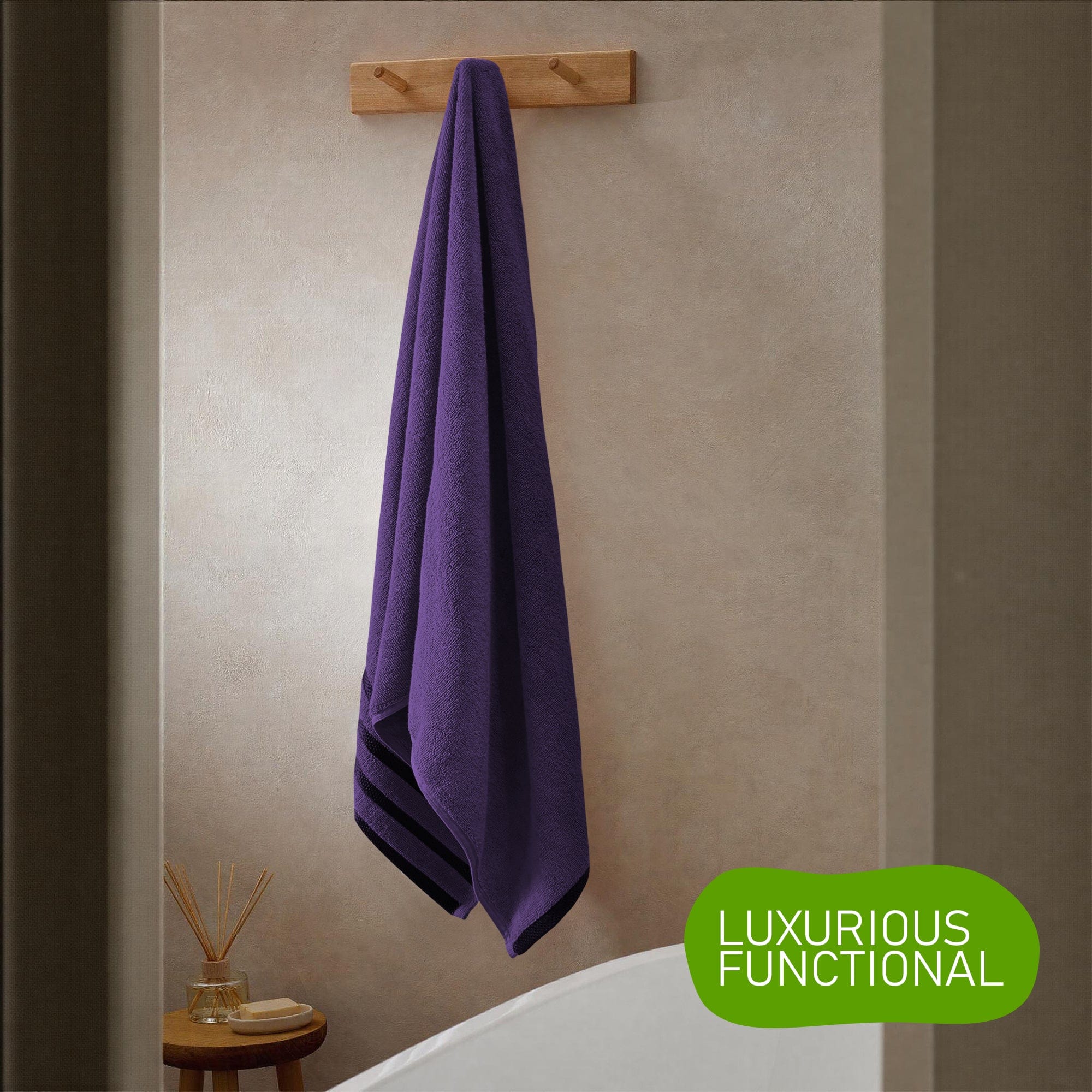 OLIVIA ROCCO Belmont Purple Cotton Towel Set – 10 Piece Super Absorbent Bale