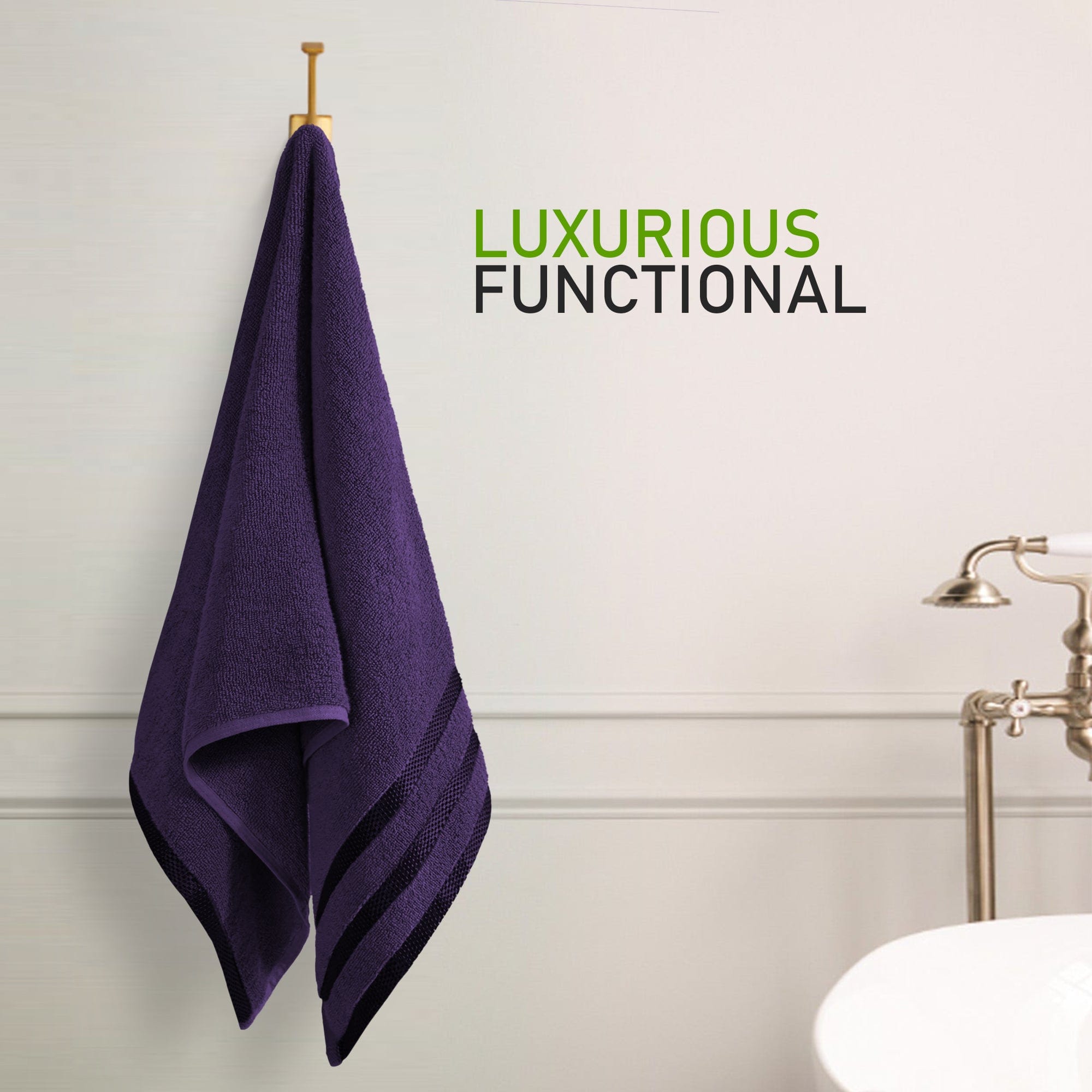 OLIVIA ROCCO Belmont Purple Cotton Towel Set – 10 Piece Super Absorbent Bale
