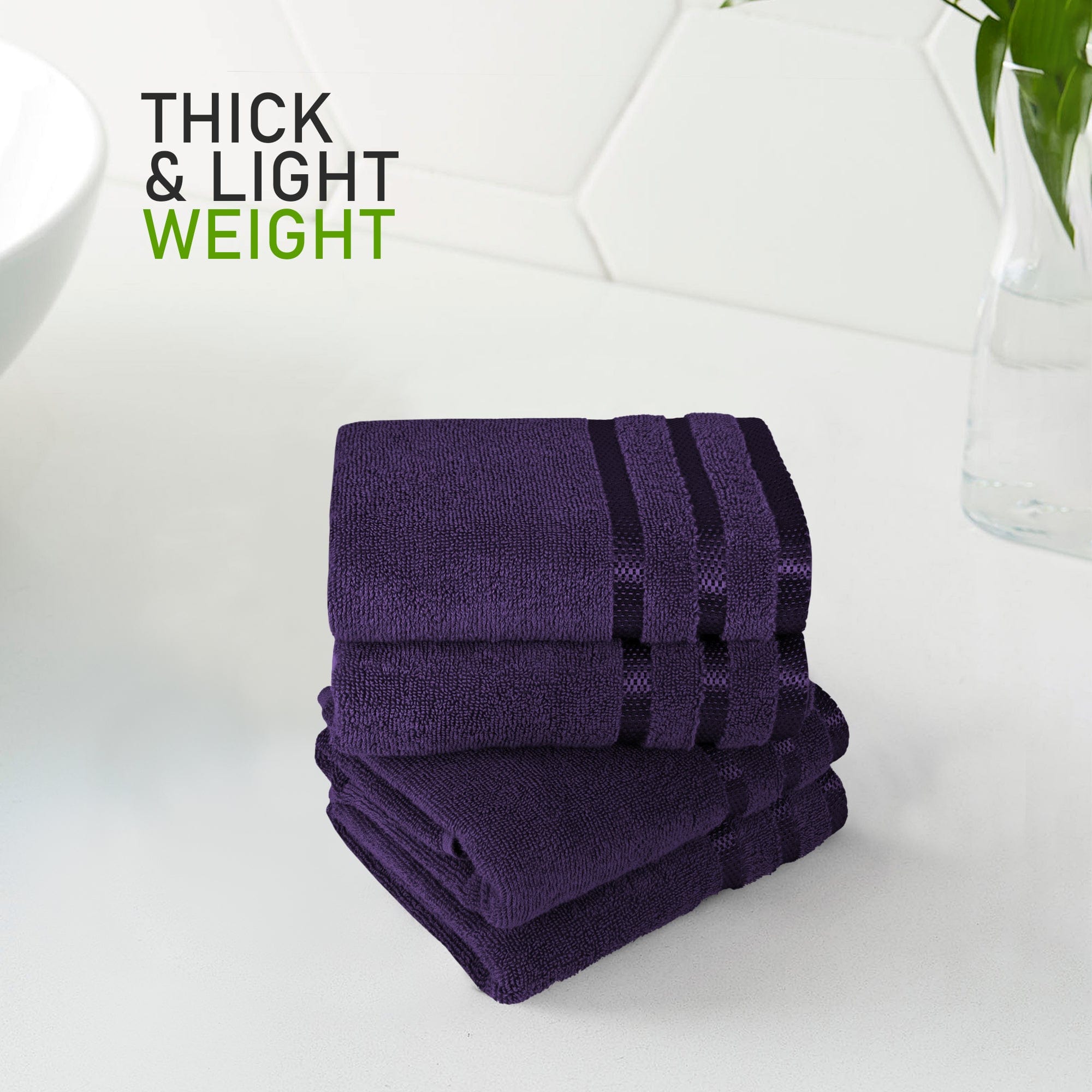 OLIVIA ROCCO Belmont Purple Cotton Towel Set – 10 Piece Super Absorbent Bale