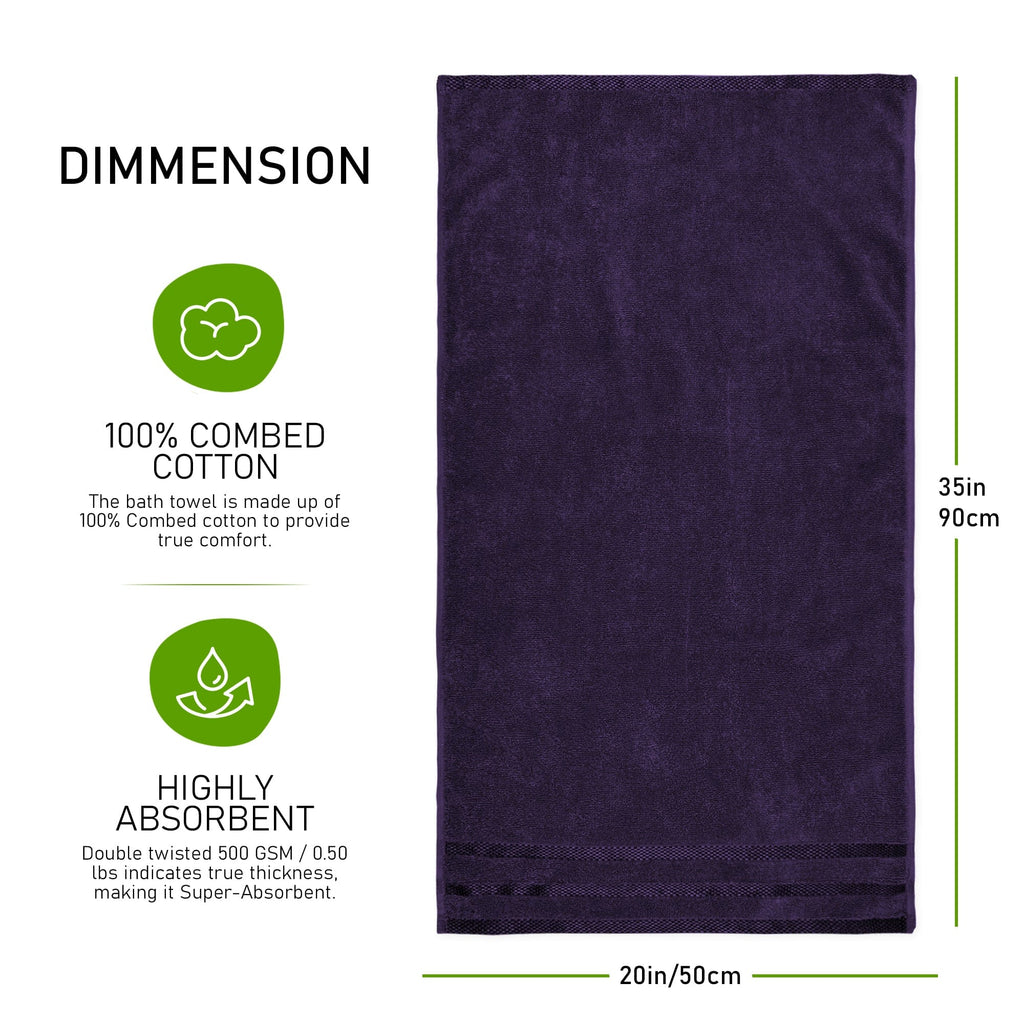 OLIVIA ROCCO Belmont Purple Cotton Towel Set – 10 Piece Super Absorbent Bale