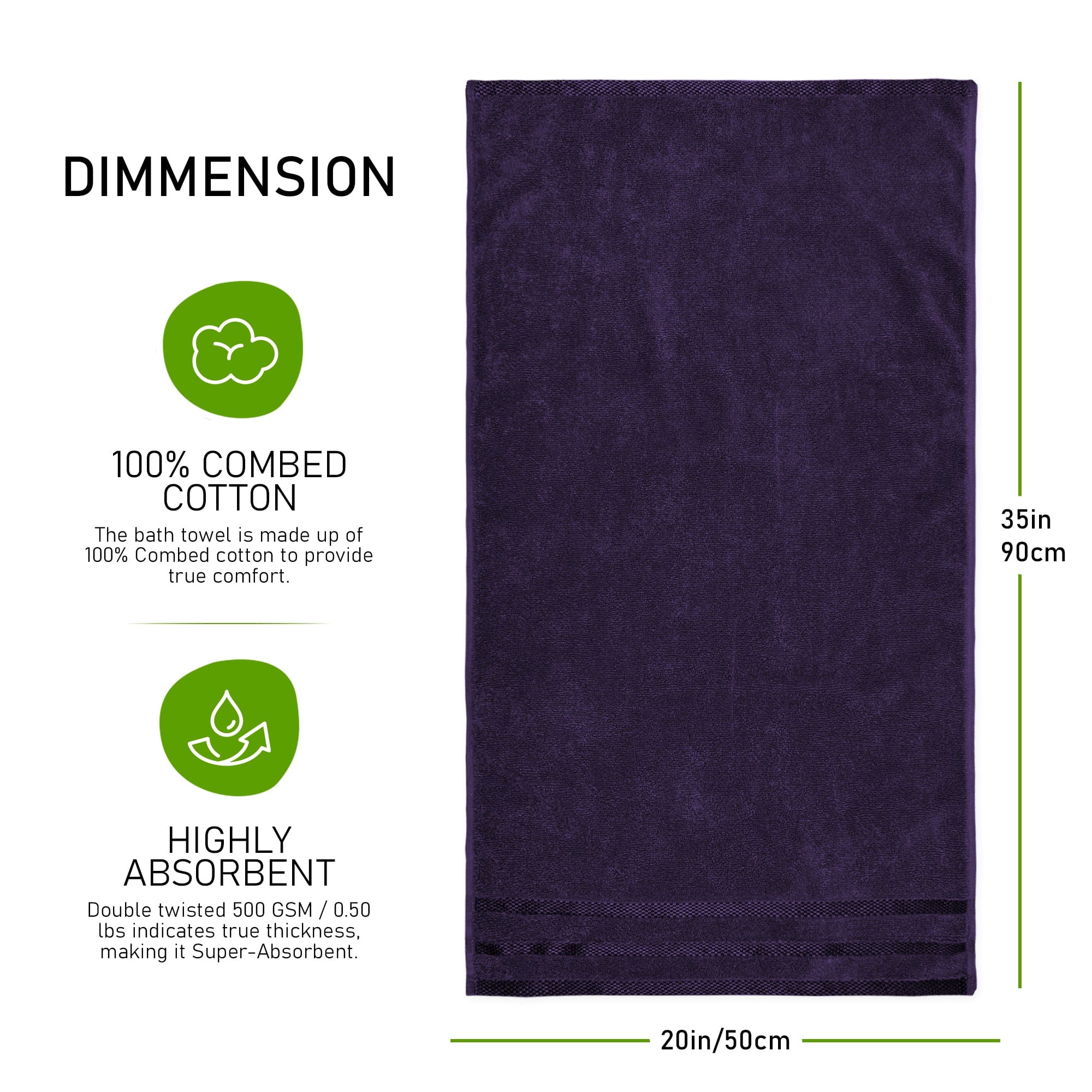 OLIVIA ROCCO Belmont Purple Cotton Towel Set – 10 Piece Super Absorbent Bale