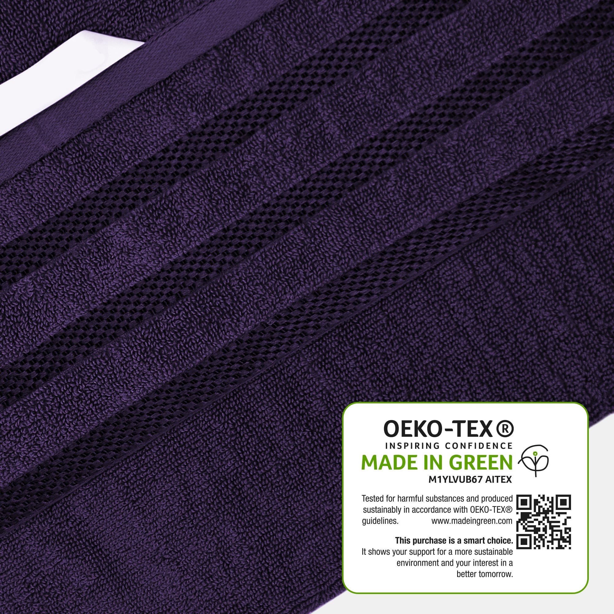 OLIVIA ROCCO Belmont Purple Cotton Towel Set – 10 Piece Super Absorbent Bale