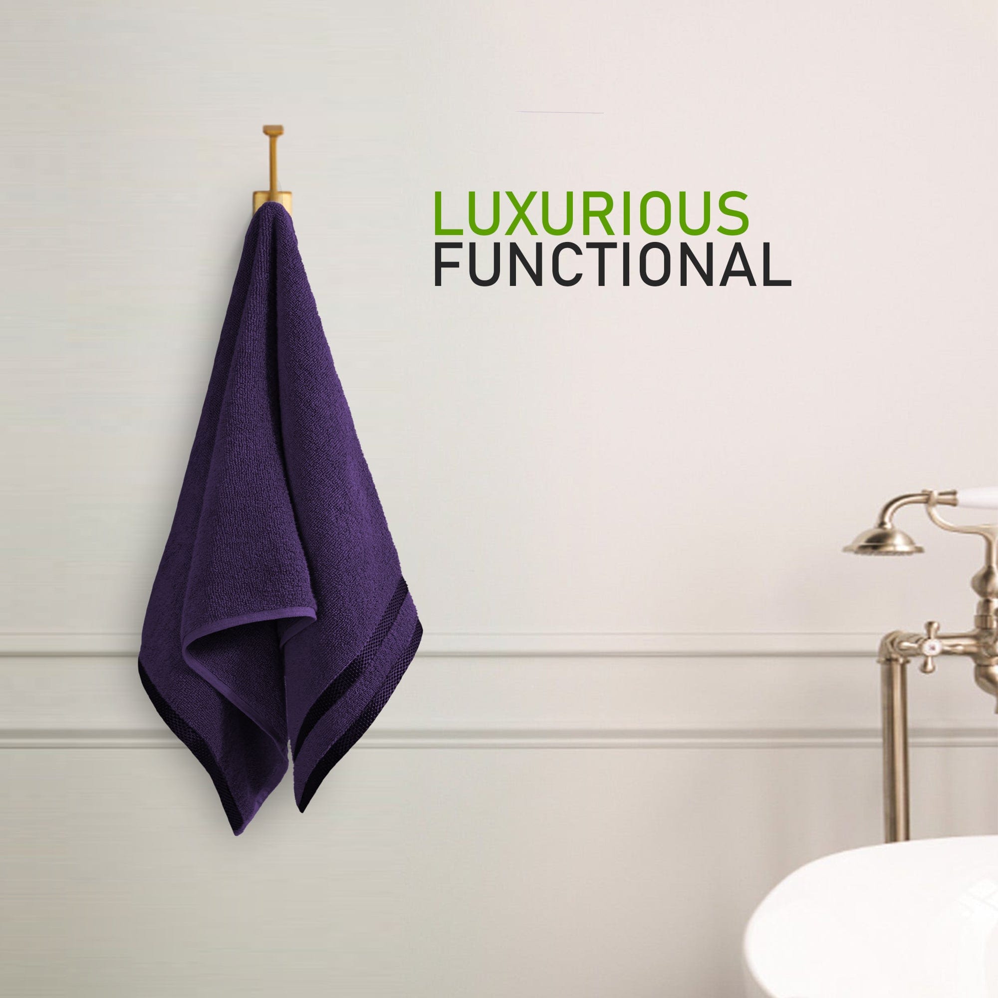 OLIVIA ROCCO Belmont Purple Cotton Towel Set – 10 Piece Super Absorbent Bale
