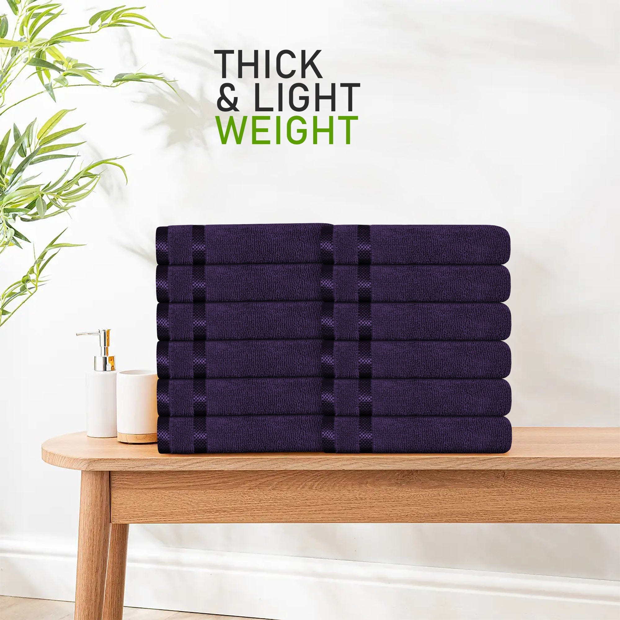 OLIVIA ROCCO Belmont Purple Cotton Towel Set – 10 Piece Super Absorbent Bale
