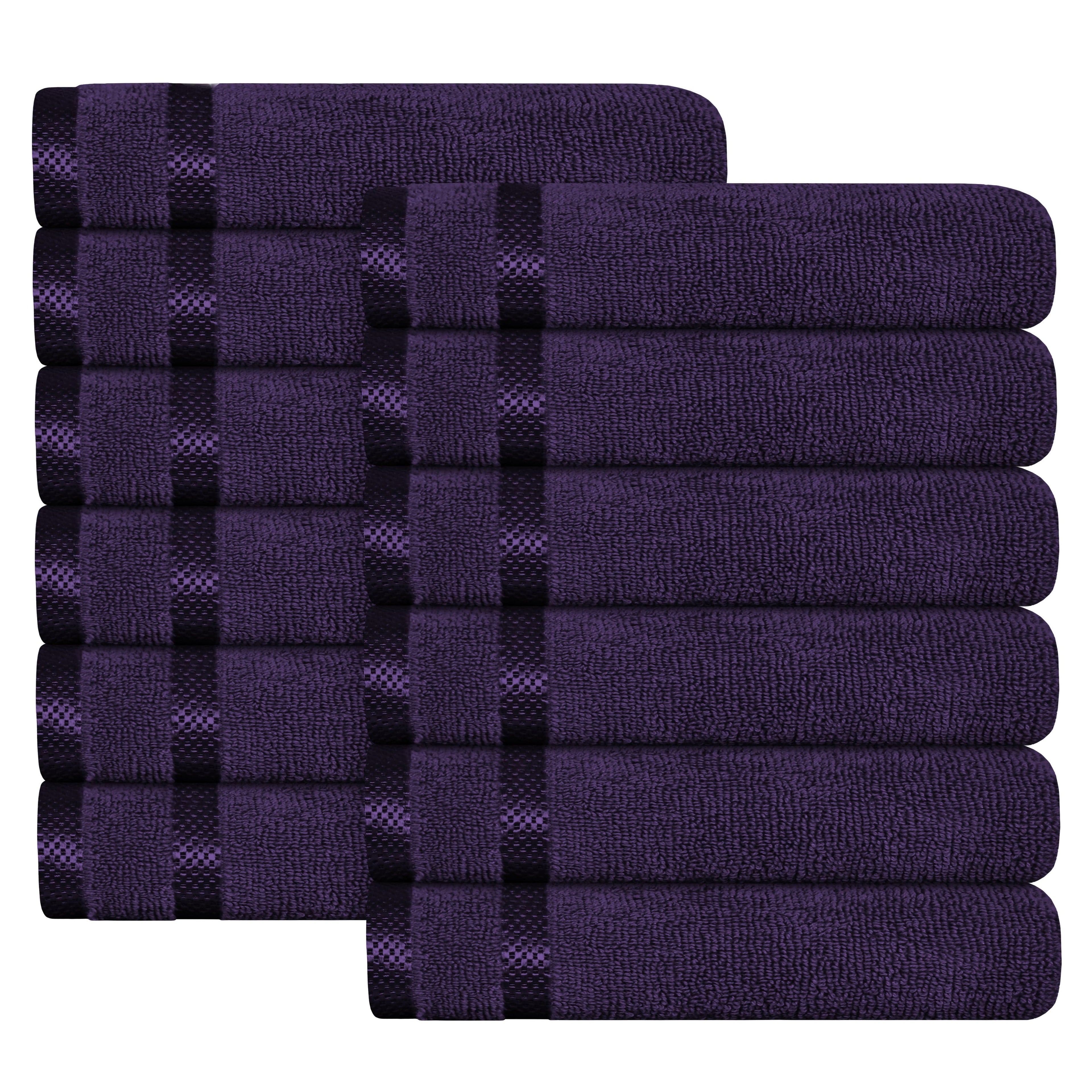 OLIVIA ROCCO Belmont Purple Cotton Towel Set – 10 Piece Super Absorbent Bale