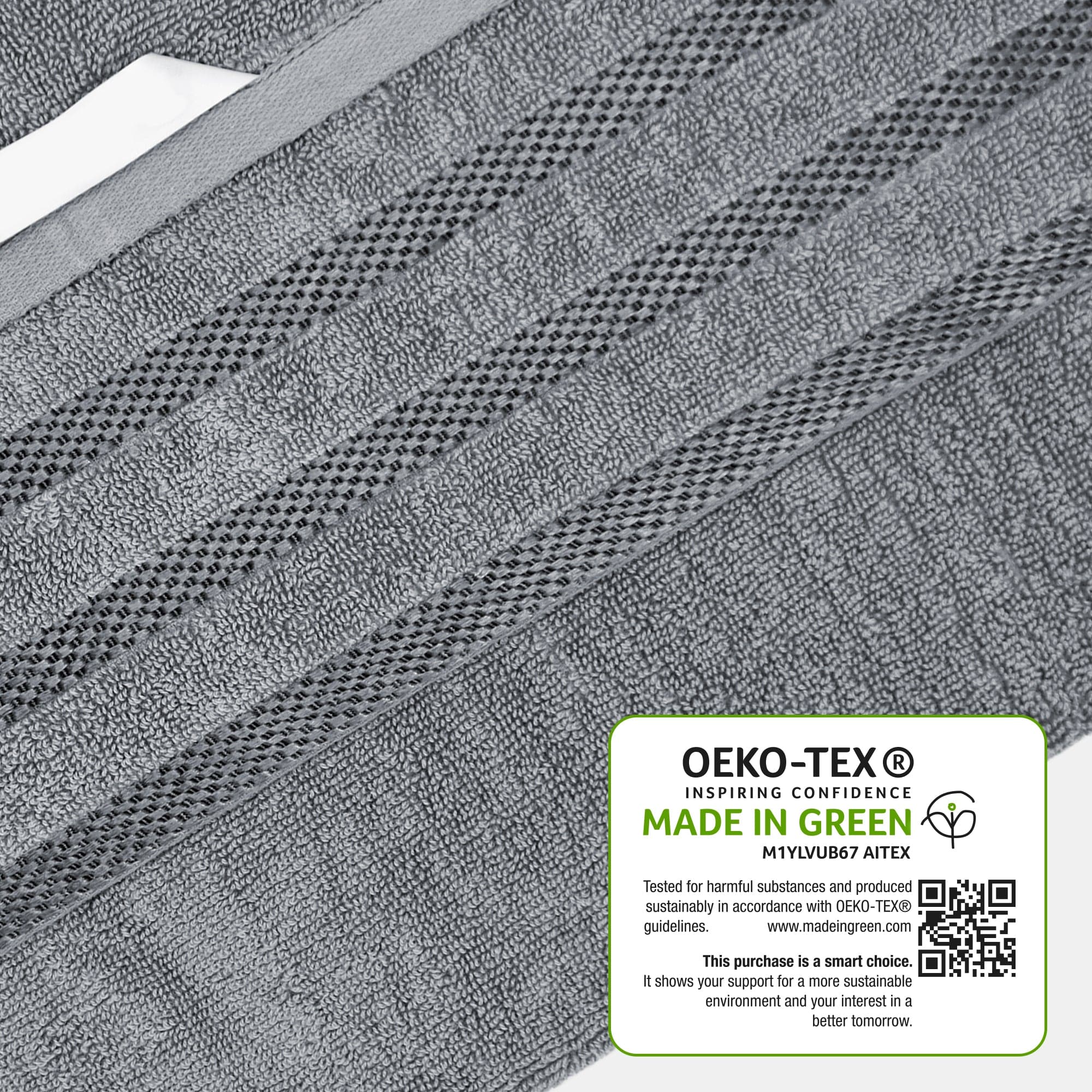 OLIVIA ROCCO Belmont 10 Piece Cotton Towel Bale Set – Silver Stripe