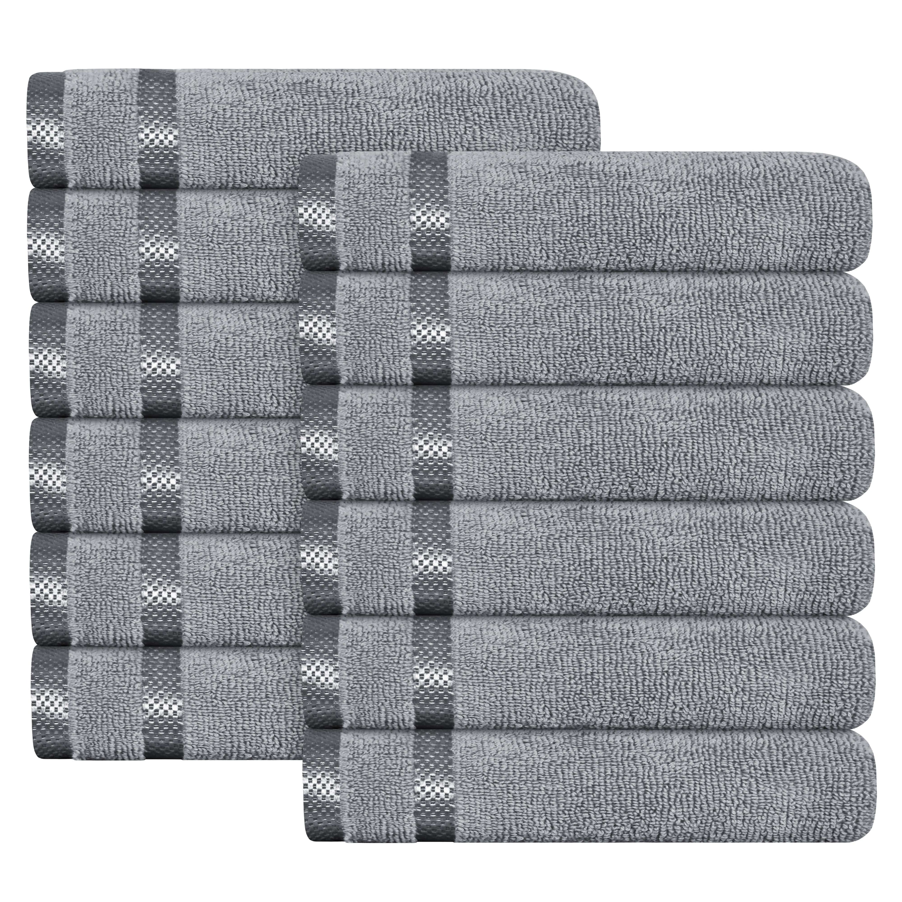 OLIVIA ROCCO Belmont 10 Piece Cotton Towel Bale Set – Silver Stripe