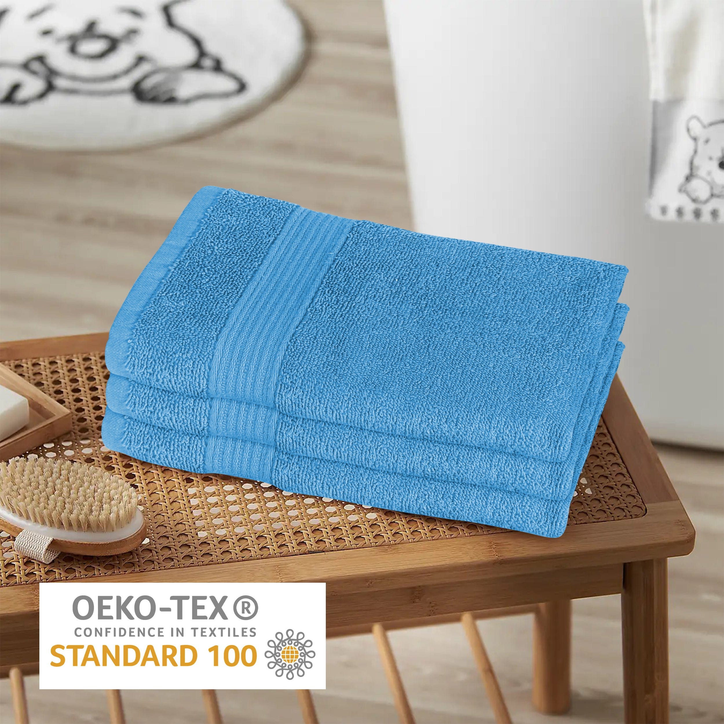 OLIVIA ROCCO Rhodes Aqua Cotton Towels – Hotel Quality Absorbent Bale