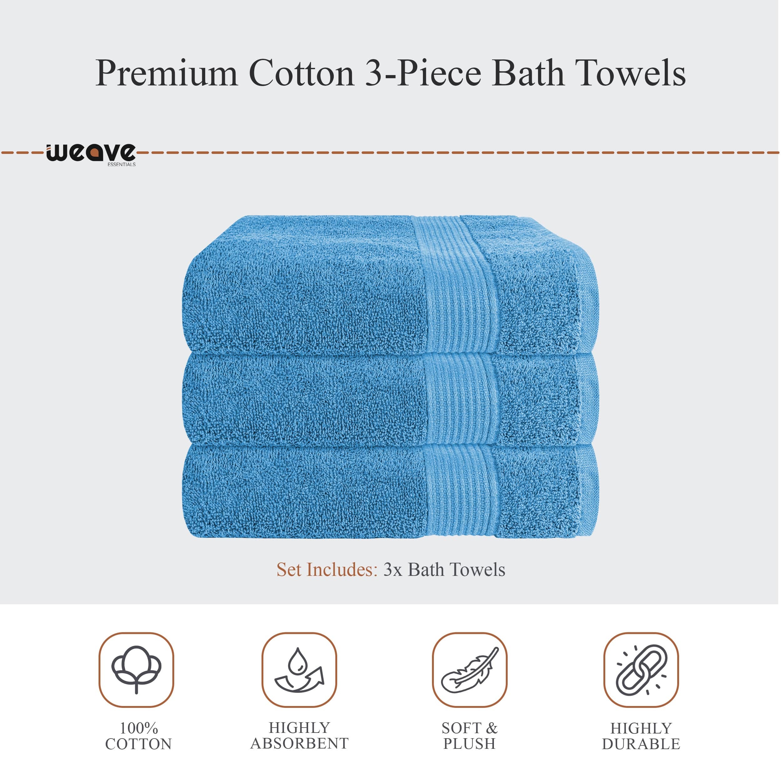OLIVIA ROCCO Rhodes Aqua Cotton Towels – Hotel Quality Absorbent Bale