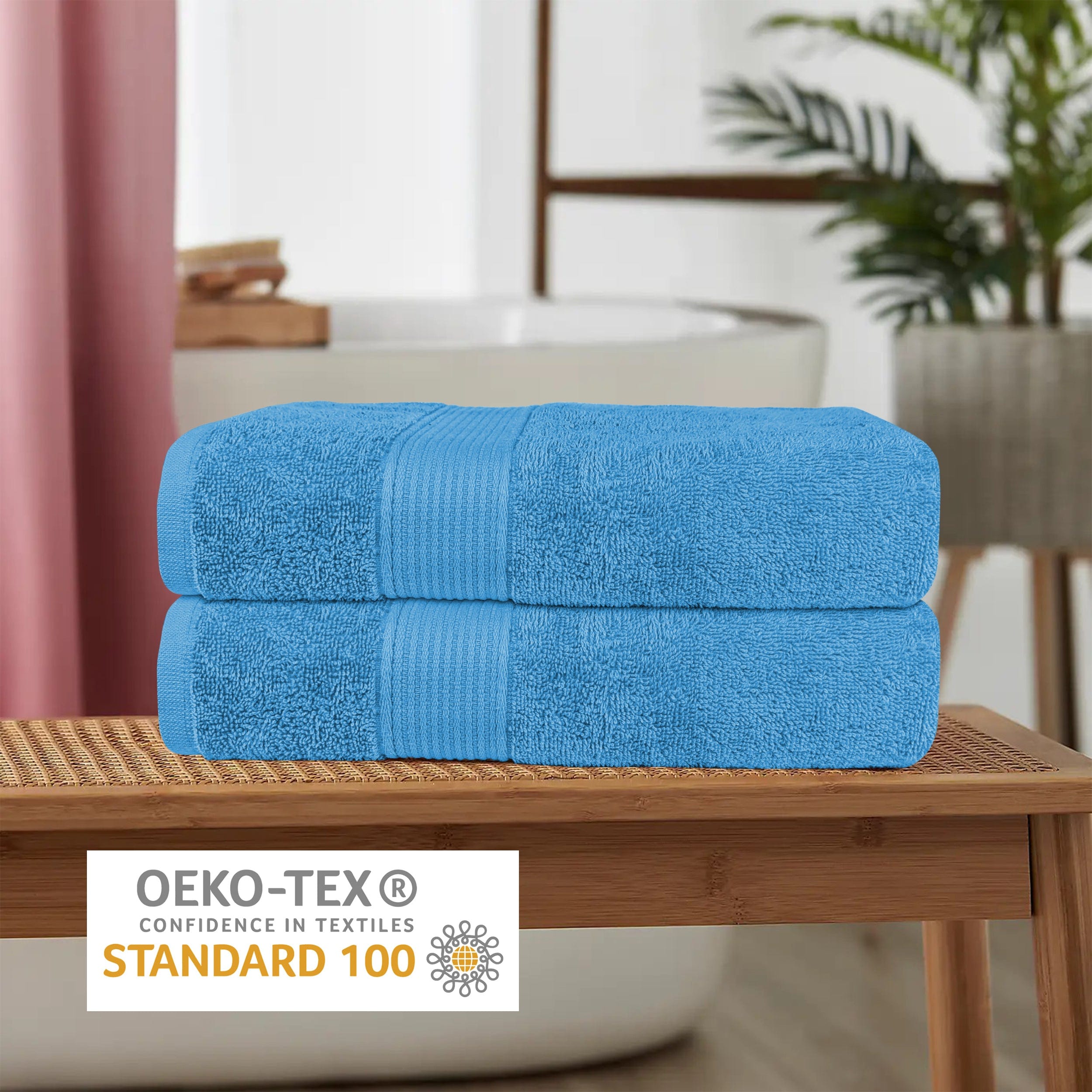 OLIVIA ROCCO Rhodes Aqua Cotton Towels – Hotel Quality Absorbent Bale