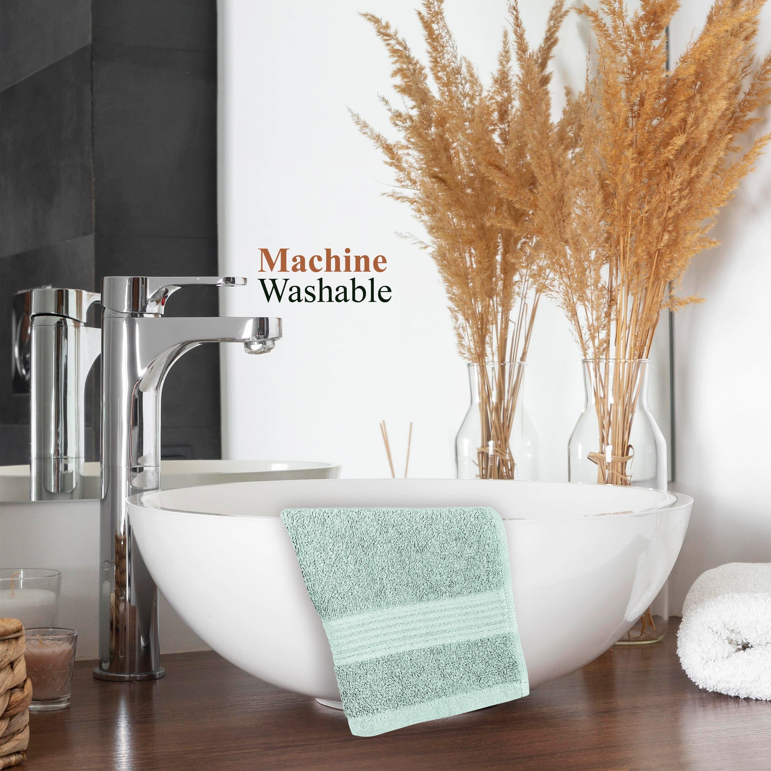 OLIVIA ROCCO Seafoam Cotton Towels – Hotel Quality Soft Absorbent Sets