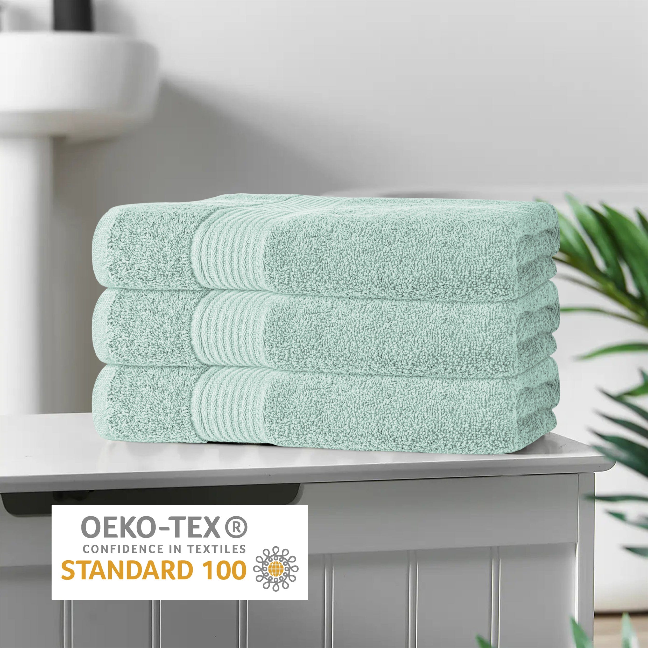 OLIVIA ROCCO Seafoam Cotton Towels – Hotel Quality Soft Absorbent Sets