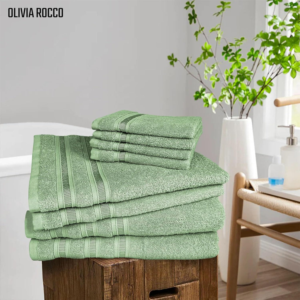 OLIVIA ROCCO Ritz Cotton Towel Bale – Soft Viscose Stripe Bath Sheets