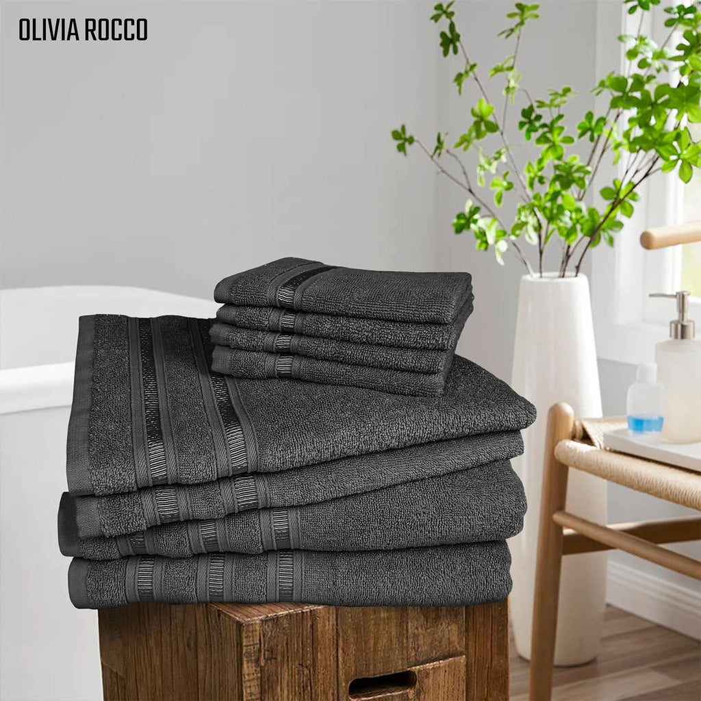 OLIVIA ROCCO Ritz Cotton Towel Bale – Soft Viscose Stripe Bath Sheets