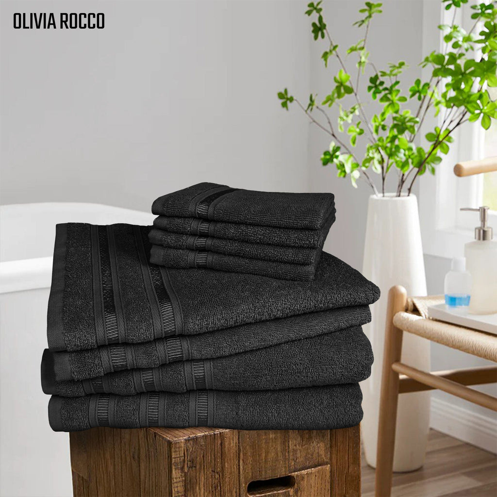 OLIVIA ROCCO Ritz Cotton Towel Bale – Soft Viscose Stripe Bath Sheets