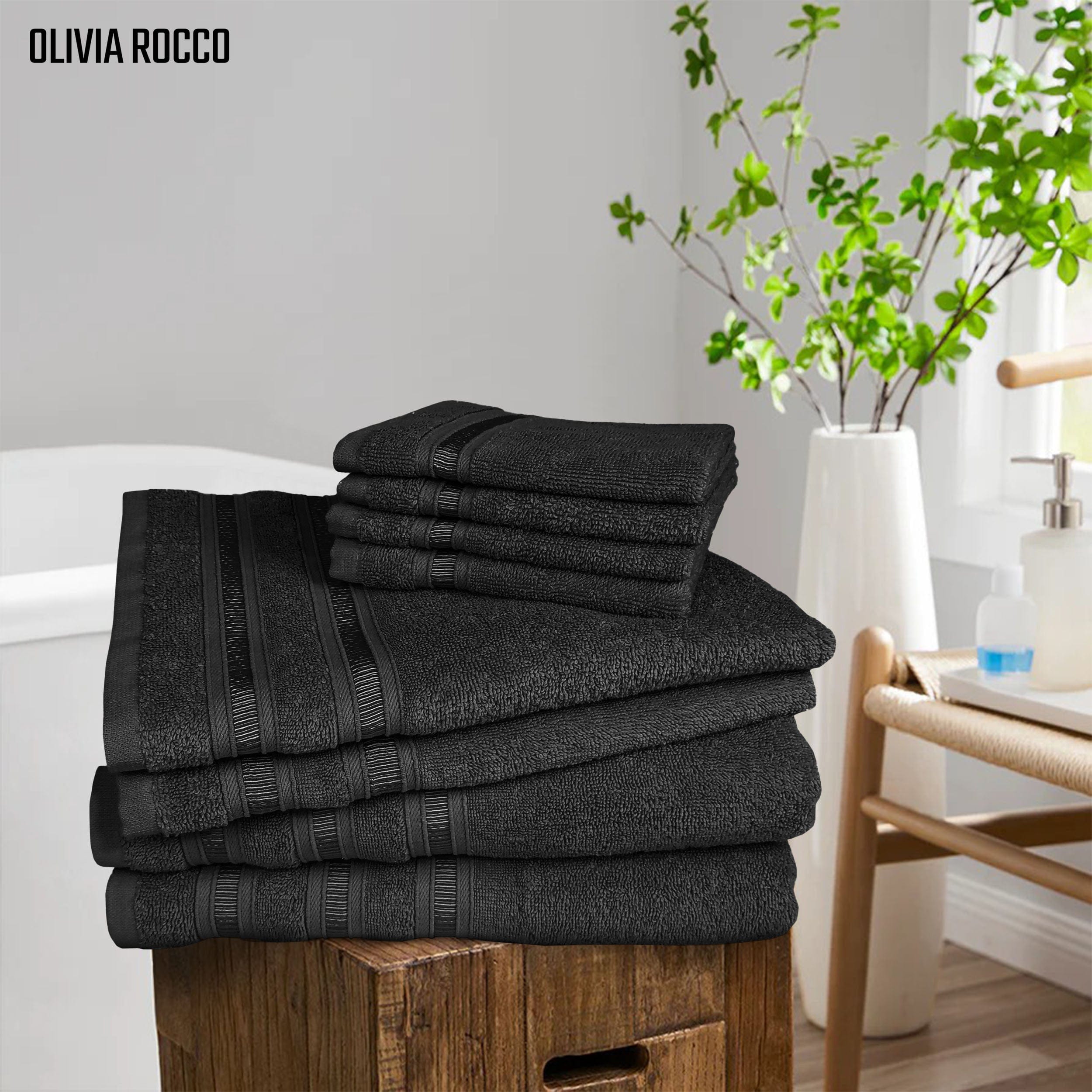 OLIVIA ROCCO Ritz Cotton Towel Bale – Soft Viscose Stripe Bath Sheets