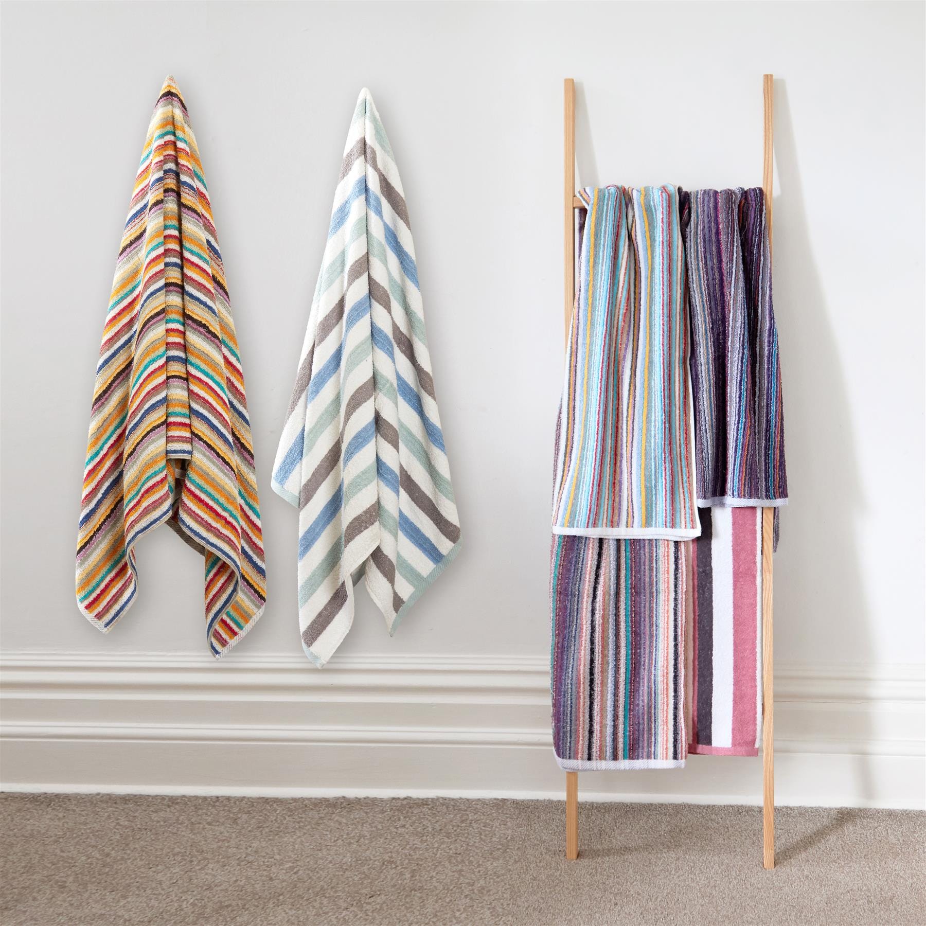 OLIVIA ROCCO Recycled Cotton Towels – Set of 6 Quick Dry Striped Towels