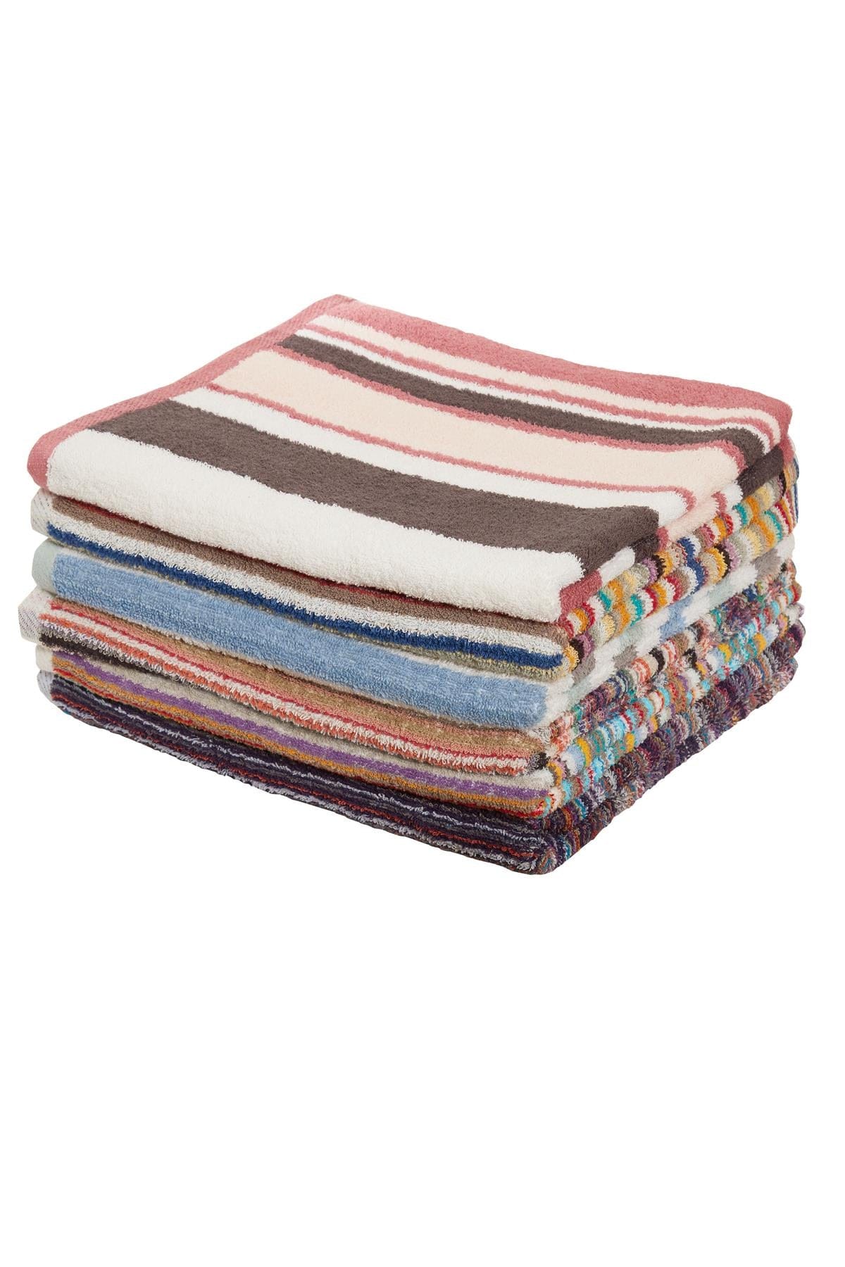 OLIVIA ROCCO Recycled Cotton Towels – Set of 6 Quick Dry Striped Towels