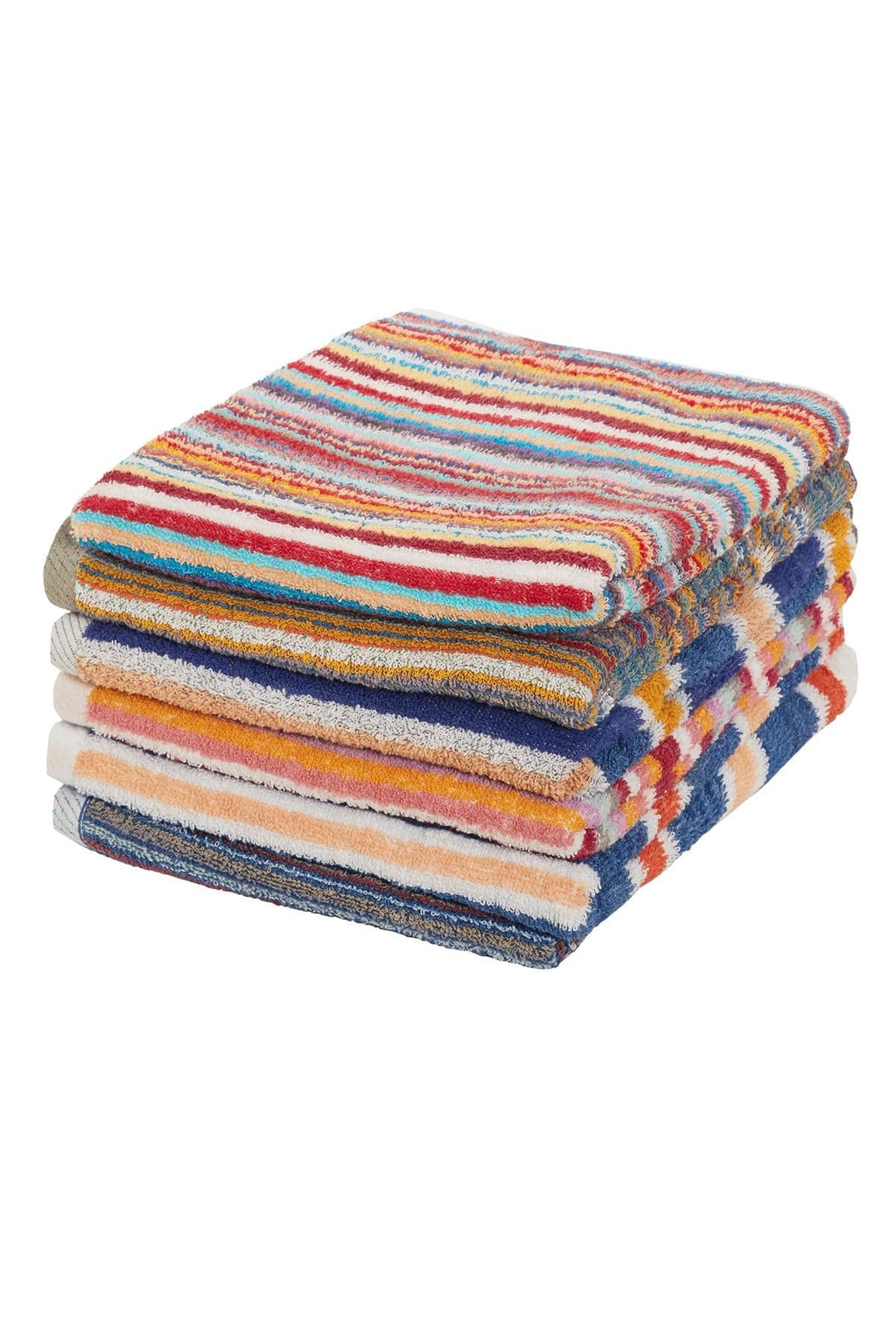 OLIVIA ROCCO Recycled Cotton Towels – Set of 6 Quick Dry Striped Towels