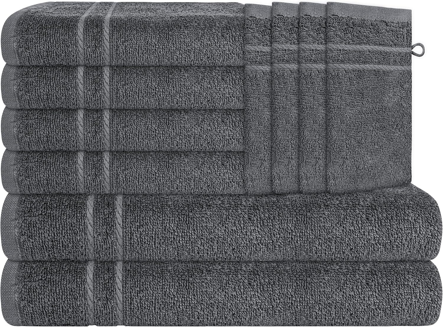 OLIVIA ROCCO Maris 10 Piece Towel Bale Set | Charcoal 100% Cotton