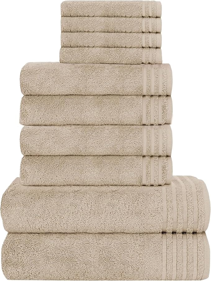 OLIVIA ROCCO 10 Piece Egyptian Cotton Towel Set – 500 GSM Bathroom Bale