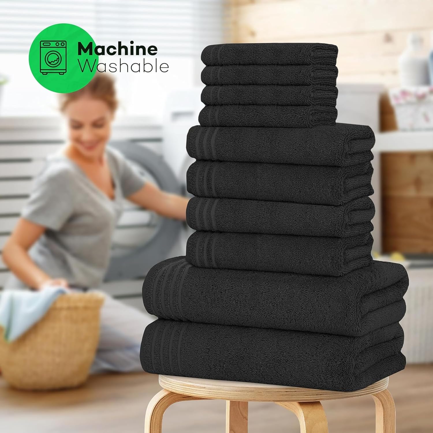OLIVIA ROCCO 10 Piece Egyptian Cotton Towel Set – 500 GSM Bathroom Bale