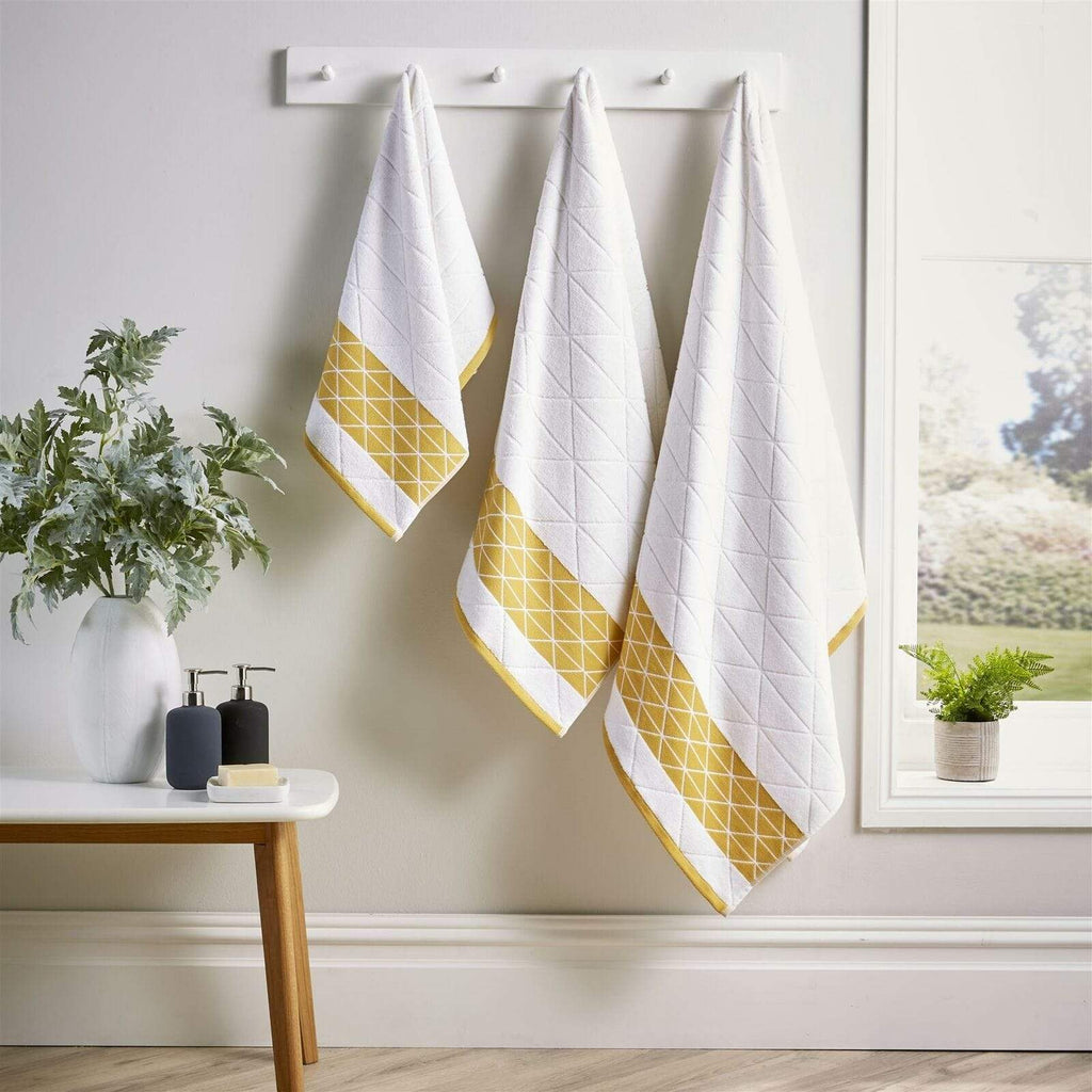 OLIVIA ROCCO Inca Diamond 600GSM Cotton Towels | Soft Absorbent Bath Sheets