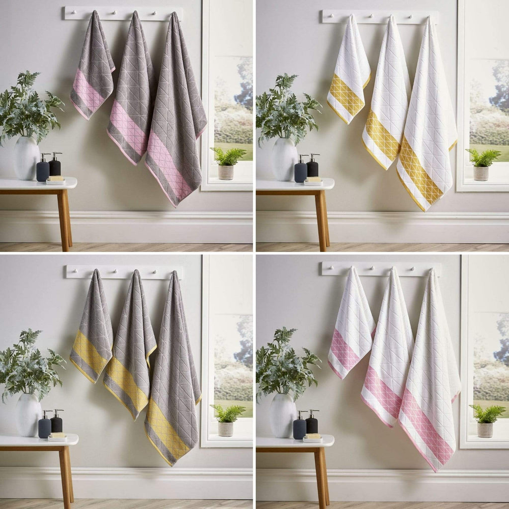 OLIVIA ROCCO Inca Diamond 600GSM Cotton Towels | Soft Absorbent Bath Sheets