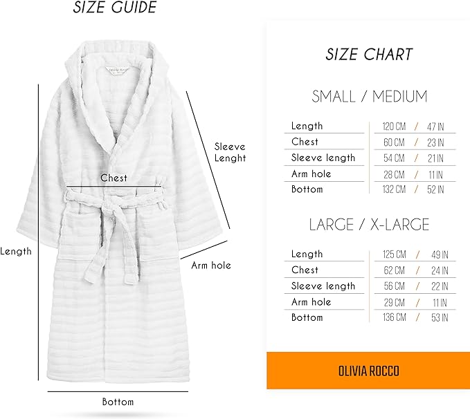 OLIVIA ROCCO Hydro Cotton Hooded Bath Robe – Luxury Ribbed Unisex Loungewear