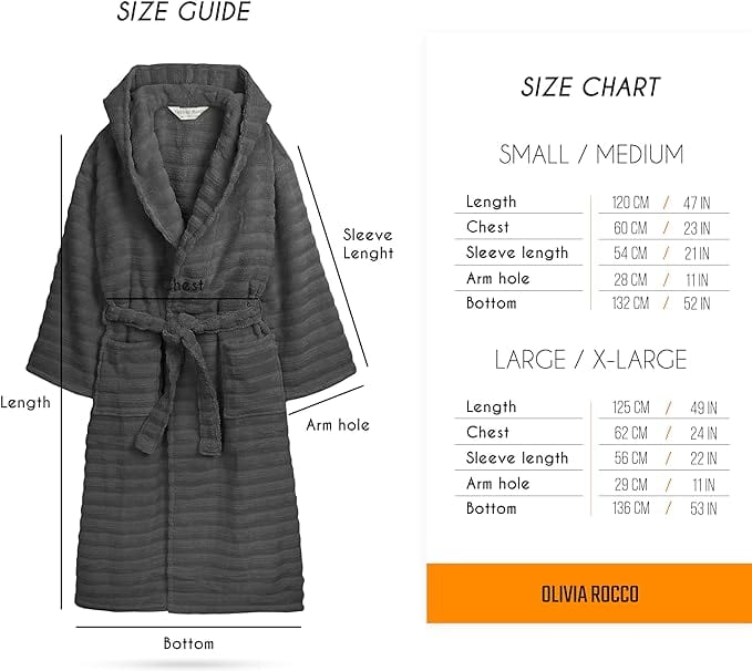 OLIVIA ROCCO Hydro Cotton Hooded Bath Robe – Luxury Ribbed Unisex Loungewear