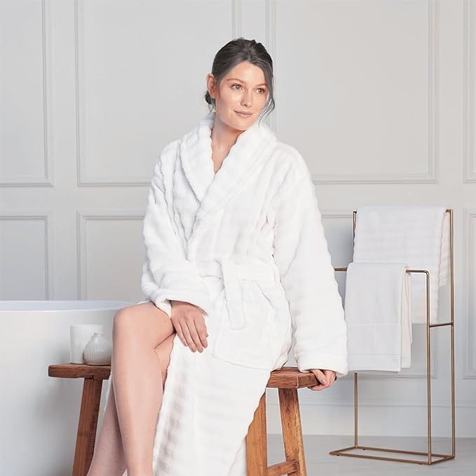 OLIVIA ROCCO Hydro Cotton Hooded Bath Robe – Luxury Ribbed Unisex Loungewear