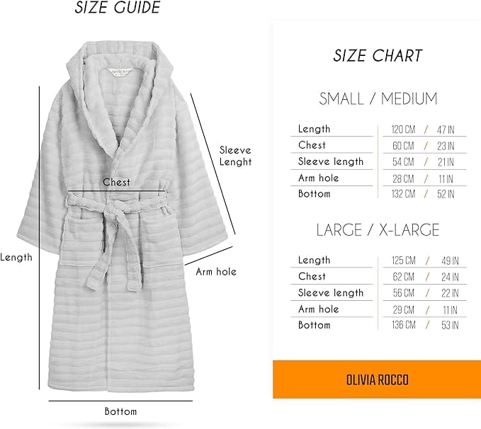 OLIVIA ROCCO Hydro Cotton Hooded Bath Robe – Luxury Ribbed Unisex Loungewear